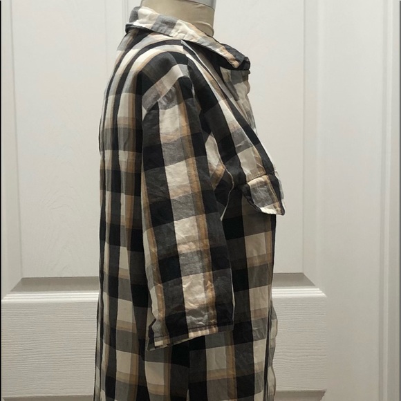 Zara Plaid Button Down Tunic/mini Dress - Picture 3 of 5